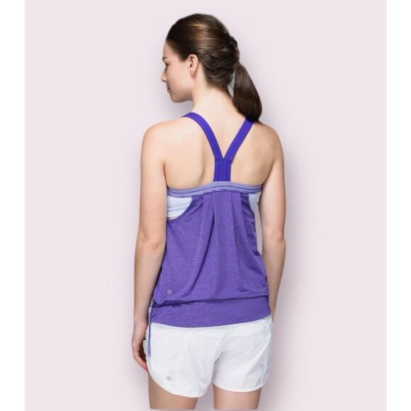 Lululemon Rest Less Tank Top Bra Bruised Berry Wee Stripe Heathered Purple Sz 4 - Picture 16 of 16